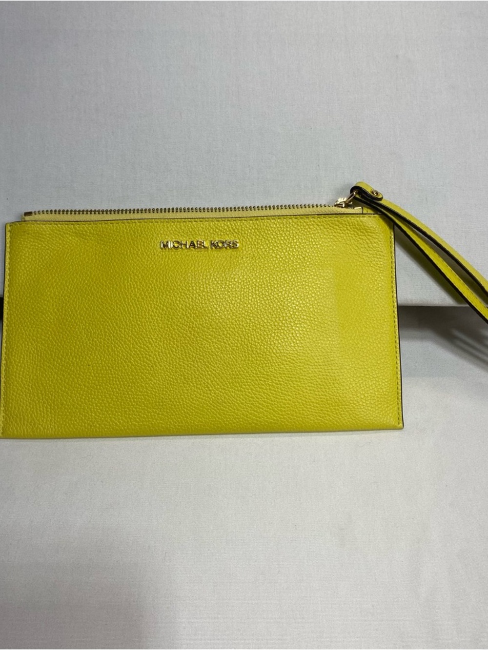 MICHAEL KORS Lemon Yellow Leather Wristlet Clutch